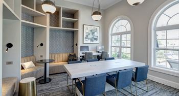 Clubhouse Redesign with Tech Banquettes at The MilTon Luxury Apartments, Vernon Hills